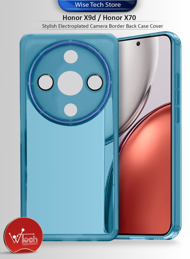 Wtech Honor X9d / Honor X70 5G 2025 Soft Transparent TPU Camera Lens Protection Silicone Ultra Thin Phone Stylish Electroplated Camera Border Back Case Cover - Blue - Image 1