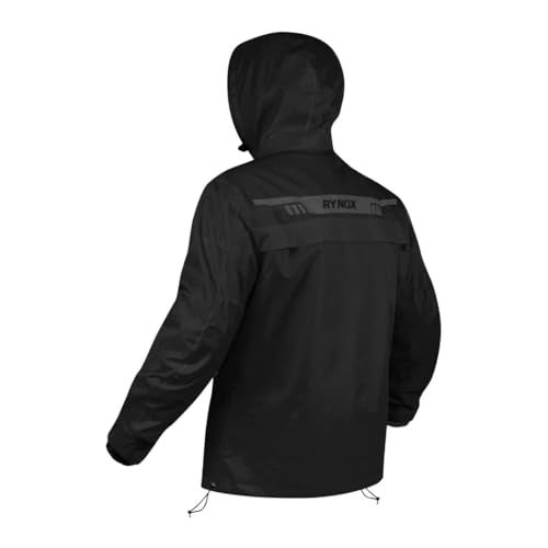Rynox Unisex Adult H2Go Pro 3 Rain Standard Length Jacket I 15000mm Waterproof Nylon Shell | Motorcycle Riding Rain Jacket | Heat Sealed Seams | Drycore WR Zippers - Black, 5XL - Image 2