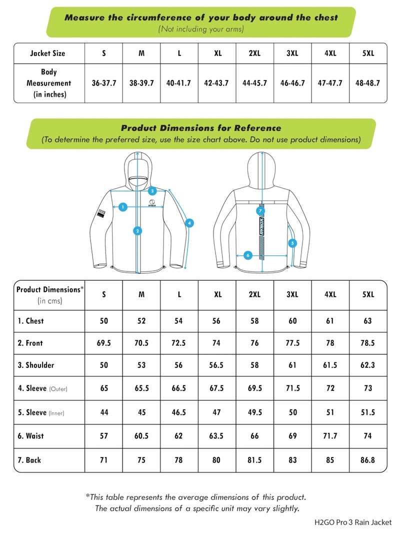 Rynox Unisex Adult H2Go Pro 3 Rain Standard Length Jacket I 15000mm Waterproof Nylon Shell | Motorcycle Riding Rain Jacket | Heat Sealed Seams | Drycore WR Zippers - Black, 5XL - Image 3