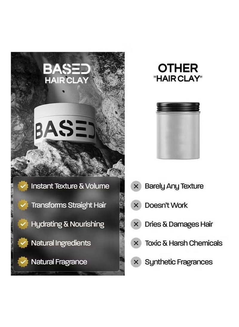 Based Hair Clay for Men, Premium Hair Clay with Strong Hold, Texturizing Finish, & Zero Shine, Styling Clay for Medium, Thick, Straight, or Wavy Hair, Santal Sandalwood Fragrance (3oz Pack of 1) - Image 4