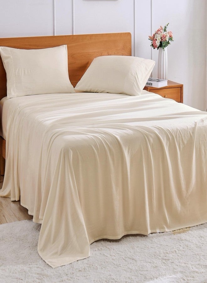 GOKOTTA 4-Pcs Queen Sheet Set, 16 Inch Deep Pocket Queen Sheets with Elastic Corner Straps, Brushed Microfiber Polyester - Hotel Luxury, Ultra Soft, Breathable, Anti-Rip, Wrinkle-Free - Beige - Image 1