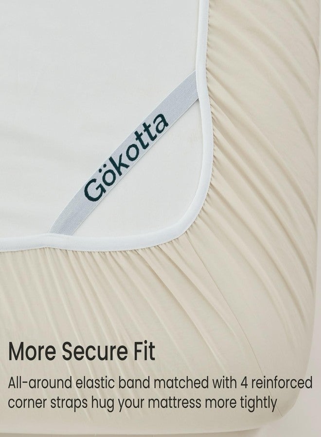 GOKOTTA 4-Pcs Queen Sheet Set, 16 Inch Deep Pocket Queen Sheets with Elastic Corner Straps, Brushed Microfiber Polyester - Hotel Luxury, Ultra Soft, Breathable, Anti-Rip, Wrinkle-Free - Beige - Image 2