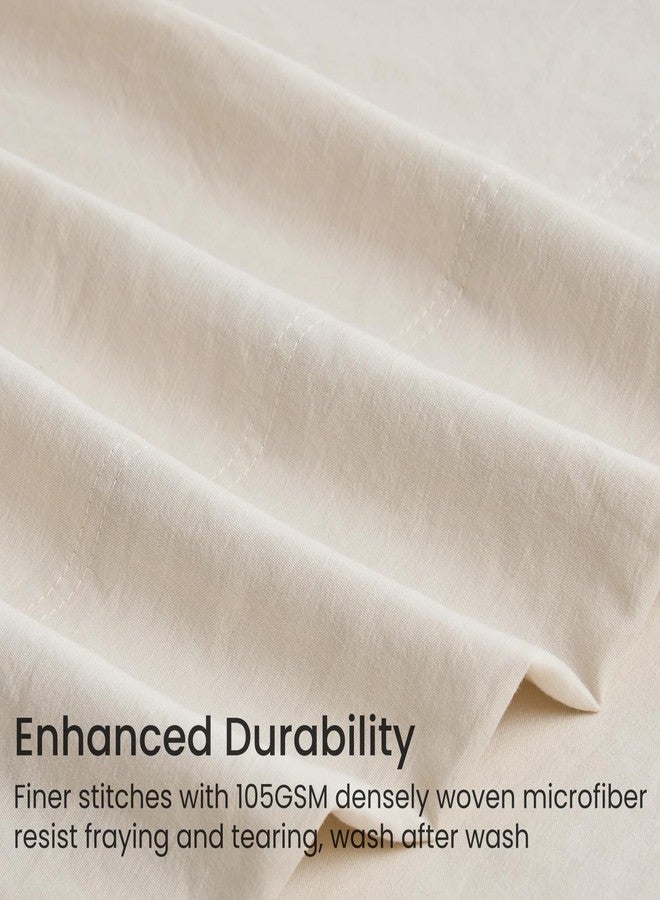 GOKOTTA 4-Pcs Queen Sheet Set, 16 Inch Deep Pocket Queen Sheets with Elastic Corner Straps, Brushed Microfiber Polyester - Hotel Luxury, Ultra Soft, Breathable, Anti-Rip, Wrinkle-Free - Beige - Image 4