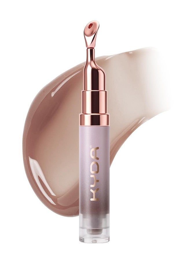 KYDA Brown Peptide Brightening Lip Serum for Fuller Looking Lips, Hydrating Plumping Lip Oil with Polypeptides & Squalane, Smooth Lip Lines, Cooling Metal Applicator - Image 1