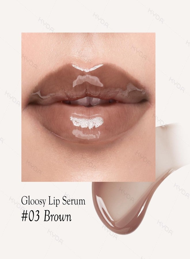 KYDA Brown Peptide Brightening Lip Serum for Fuller Looking Lips, Hydrating Plumping Lip Oil with Polypeptides & Squalane, Smooth Lip Lines, Cooling Metal Applicator - Image 2