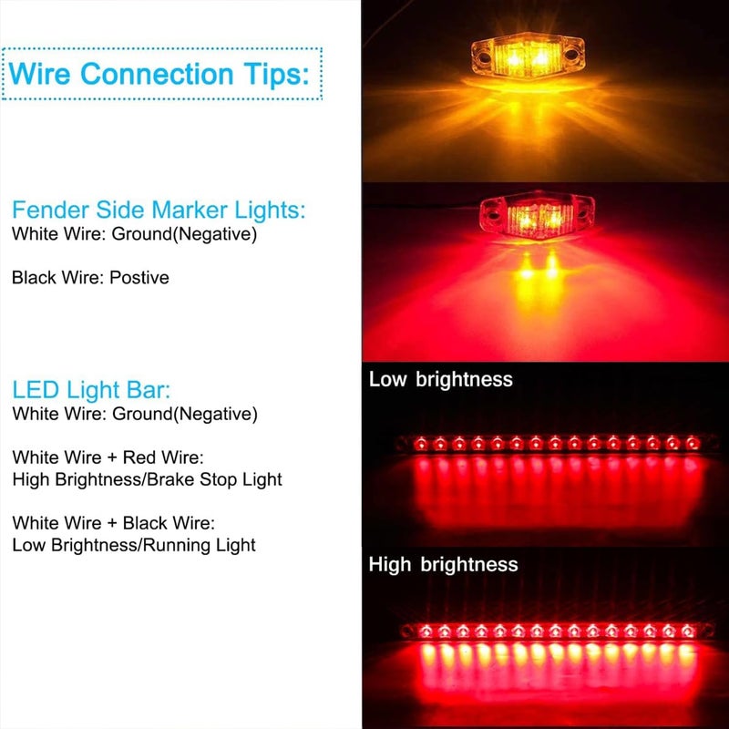 LIMICAR LED Boat Trailer Lights Kit, Submersible LED Trailer Light Kit for Utility Trailer w/25FT Wire Harness, Stop Turn Tail Brake License Plate Side Marker Lights, IP67 Waterproof for Boat RV Truck - Image 5
