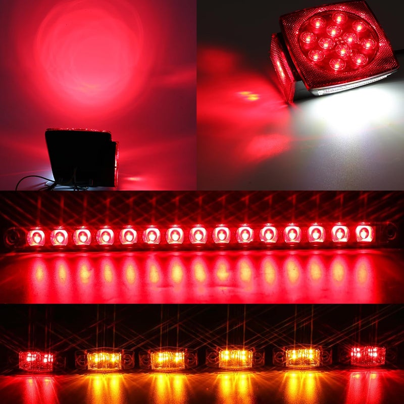 LIMICAR LED Boat Trailer Lights Kit, Submersible LED Trailer Light Kit for Utility Trailer w/25FT Wire Harness, Stop Turn Tail Brake License Plate Side Marker Lights, IP67 Waterproof for Boat RV Truck - Image 3