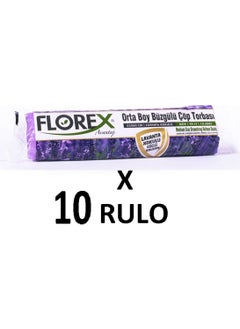 Florex Lavender Scented Drawstring Medium Size (55X60 cm) Garbage Bag Purple 10 Rolls 10*10=100 Pieces 