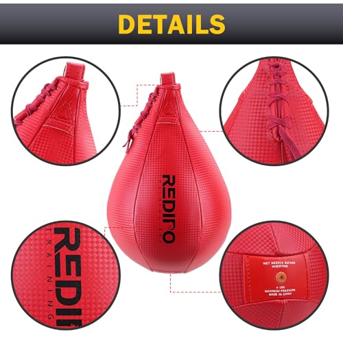Redipo Boxing Speed Bag - PU Leather Speed Punching Ball - Heavy Duty Hanging Swivel Ball for Gym & MMA Muay Thai Sports Fitness - Punching Dodge Striking Speed Reflex Ball - Image 4