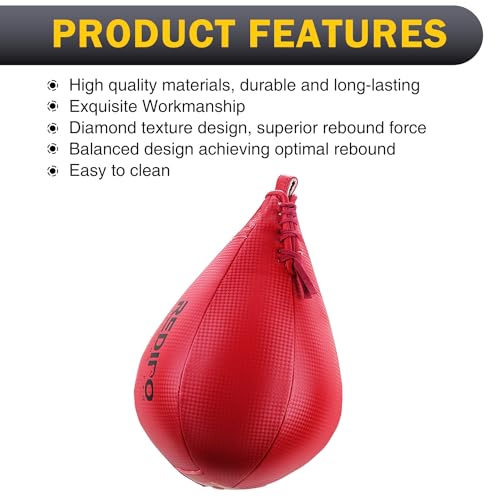 Redipo Boxing Speed Bag - PU Leather Speed Punching Ball - Heavy Duty Hanging Swivel Ball for Gym & MMA Muay Thai Sports Fitness - Punching Dodge Striking Speed Reflex Ball - Image 2