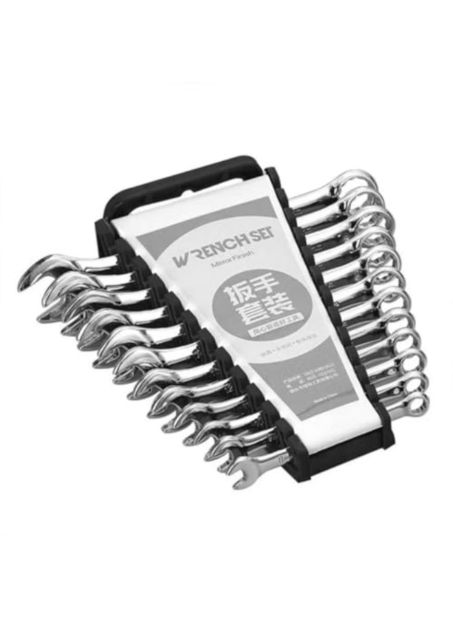 12-Piece Metric Wrench Sets, Premium Combination Wrench Set Metric 6-22mm, Max Torque, 12-Point, Chrome Vanadium Steel, with Storage Rack,For Auto Repairing Tools - Image 1