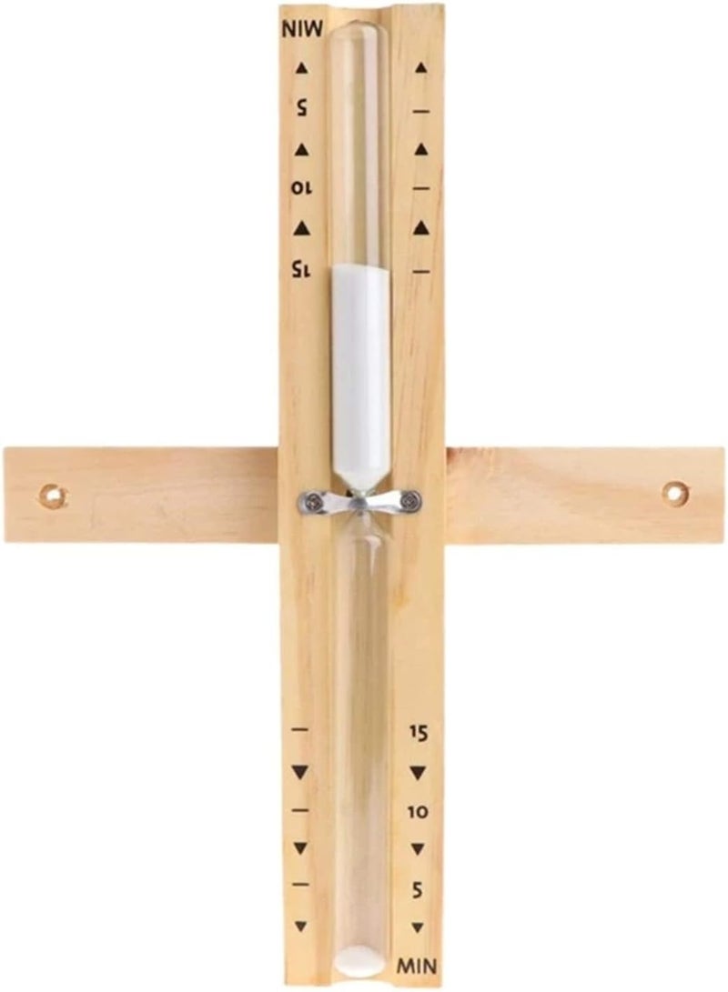 Sauna Hourglass Sand Timer 15 Minute: Wood White Sand Clock,Large Sand Watch 15 Min, Reloj De Arena, Rotating Heat Resistant Wooden Hour Glass Sandglass for Sauna Room - Image 1