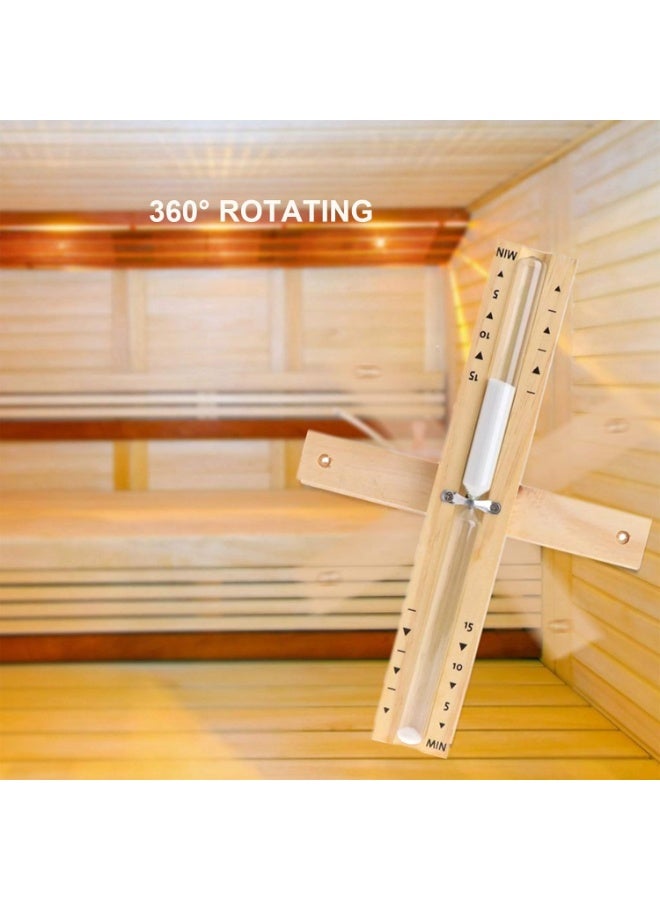 Sauna Hourglass Sand Timer 15 Minute: Wood White Sand Clock,Large Sand Watch 15 Min, Reloj De Arena, Rotating Heat Resistant Wooden Hour Glass Sandglass for Sauna Room - Image 4
