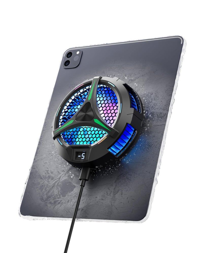 ACEDAYS Magnetic Cooler for iPad,Tablet Cooler for ipad/Surface pro/Samsung Tab,Universal Radiator with Temperature Display for Mobile Gaming,Tiktok Live Streaming (Green Mech) - Image 1