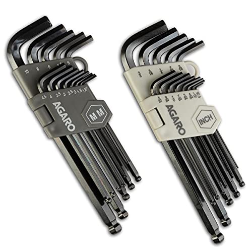 AGARO 26pcs Hex Allen Key Wrench Set - Inch/MM With Ball End, for Repairing Industrial Machinery, Motorcycles, Bicycles, Cars, Furniture, Black - Image 1