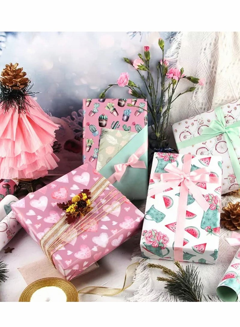 KASTWAVE Gift Wrapping Paper, Birthday Wrapping Paper for Kids, Gift Wrap Set for Birthday, Bridal Baby Shower, Weddings, Graduations, Women, Men, Boy, Girl, All Occasion (Pink) - Image 4
