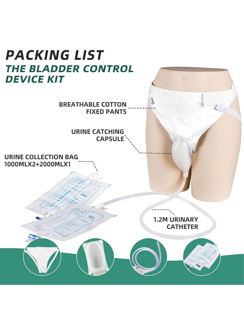 Generic Wearable Urinal Collector with Reusable Silicone Urine Catheter Bag 2000ml and 1000ml, Portable External Catheter Urine Bag for Elderly Men White Color  - Image 3
