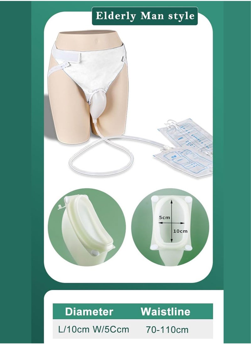 Generic Wearable Urinal Collector with Reusable Silicone Urine Catheter Bag 2000ml and 1000ml, Portable External Catheter Urine Bag for Elderly Men White Color  - Image 2