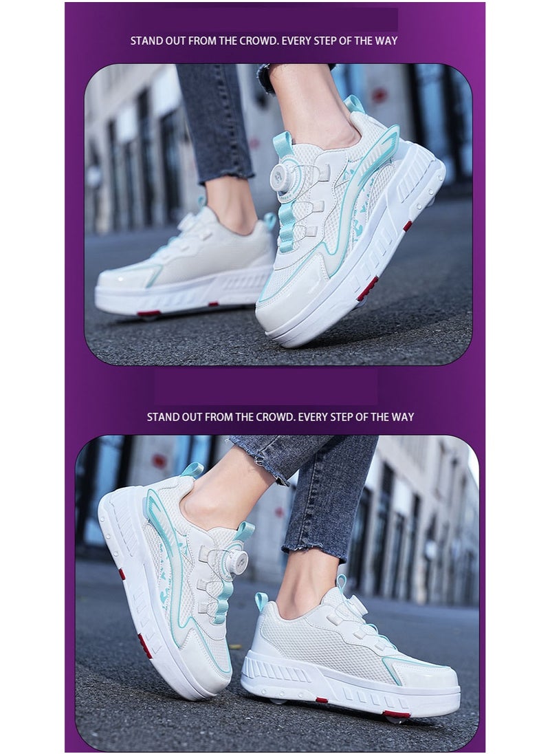 NIBEMINENT Kids Roller Skates Shoes 4 Wheels Roller Shoes Boys Girls Wheel Shoes Roller Sneakers Shoes for Beginner More Balanced  - Image 2