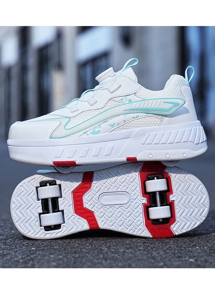 NIBEMINENT Kids Roller Skates Shoes 4 Wheels Roller Shoes Boys Girls Wheel Shoes Roller Sneakers Shoes for Beginner More Balanced  - Image 1