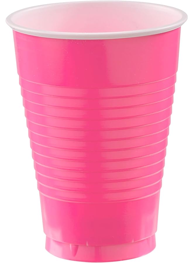 Amscan Bright Pink Plastic Cups 12Oz 20Pcs