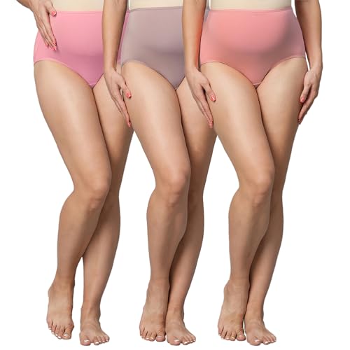 MomToBe Women's Cotton Anti-Microbial High Waist Maternity Panty/Pregnancy Panty/Maternity Underwear/Pregnancy Underwear/Maternity Panties Over Bump Combo- (Medium_Multicolor_Pack of 3) - Image 1