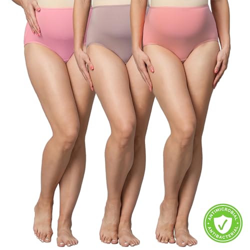 MomToBe Women's Cotton Anti-Microbial High Waist Maternity Panty/Pregnancy Panty/Maternity Underwear/Pregnancy Underwear/Maternity Panties Over Bump Combo- (Medium_Multicolor_Pack of 3) - Image 2