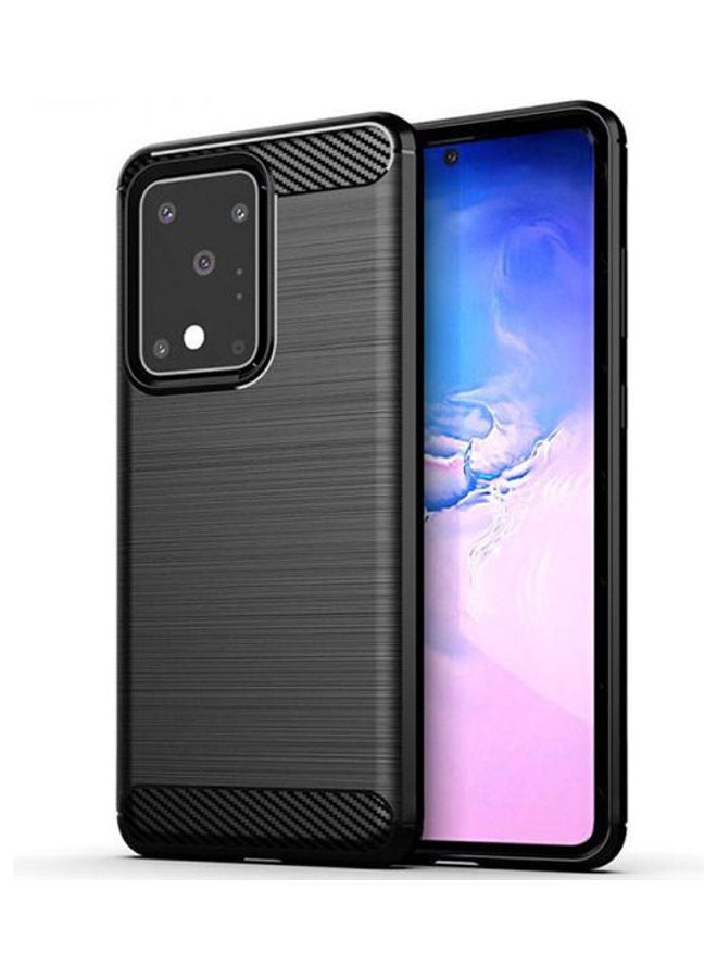 IAF Samsung Galaxy S20 Ultra Brushed Carbon Fiber Textu Silicone AntiFall Soft Case Cover Black