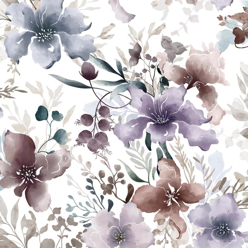 GloryTik Floral Wallpaper Purple Peel and Stick Wallpaper Boho Wall Paper Floral Contact Paper Removable Bathroom wallpapr Self Adhesive Wallpapr for Bedroom Cabinets Decor Vinyl 17.3"X118" - Image 1