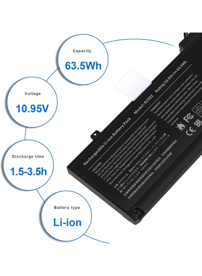 Terabyte بطارية لابتوب A1322 A1278 لجهاز ماك بوك برو 13 بوصة [إصدار 2009 2010 2011 2012] بطارية بديلة بسعة كبيرة وأداء عالي وعمر طويل [10.95 فولت 63.5 واط ساعي] - Image 2
