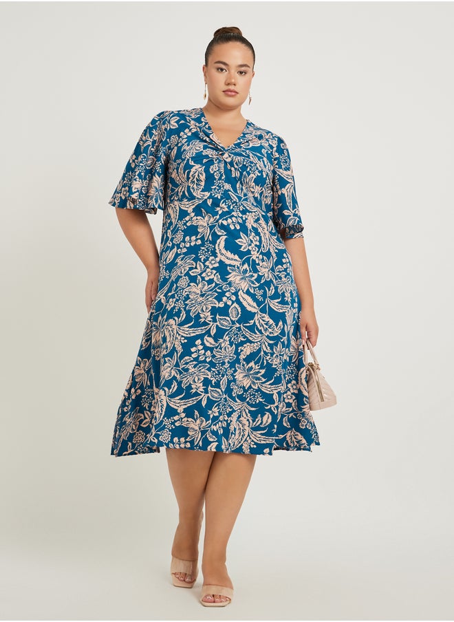 Styli Floral Print Midi Dress  - Image 1