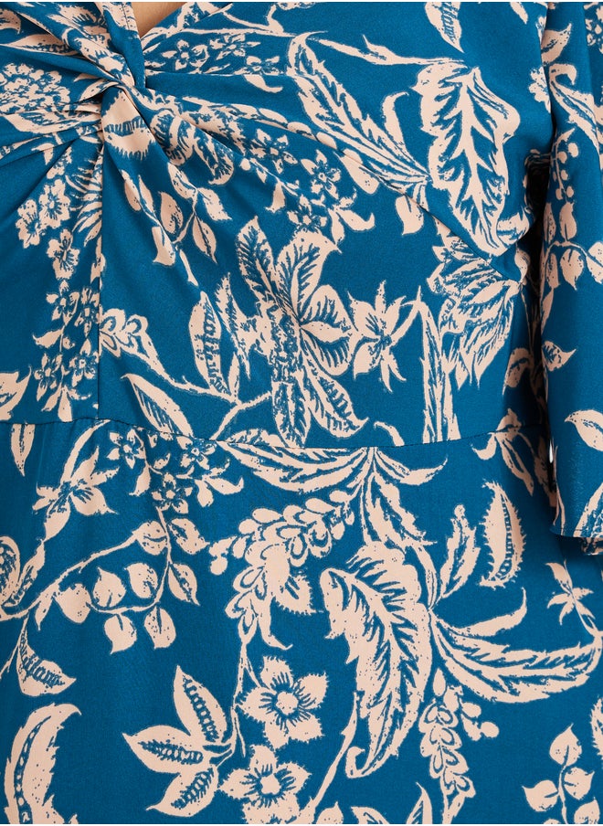 Styli Floral Print Midi Dress  - Image 4