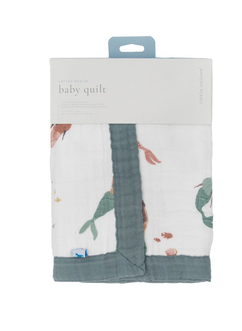 little unicorn Little Unicorn Cotton Muslin Baby Blanket Mermaids  - Image 5