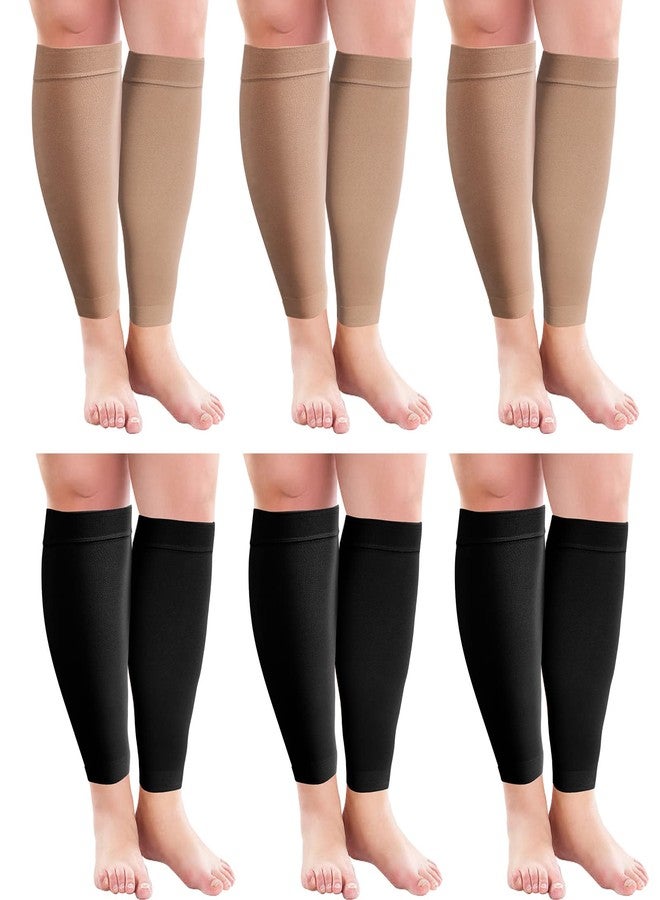 Syhood 6 Pairs 3XL Wide Plus Size Calf Compression Socks Leg Brace Socks, Calf Compression Sleeves for Runners, Shin Splint, Varicose Vein & Calf Pain Relief, Calf Compression Cuffs for Men Women - Image 1