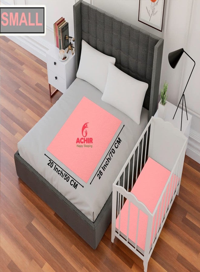 ACHIR Waterproof Cotton Dry Sheet/Bed Protector/Absorbent Mat Small, 50 cm x 70 cm, Pink - Image 2