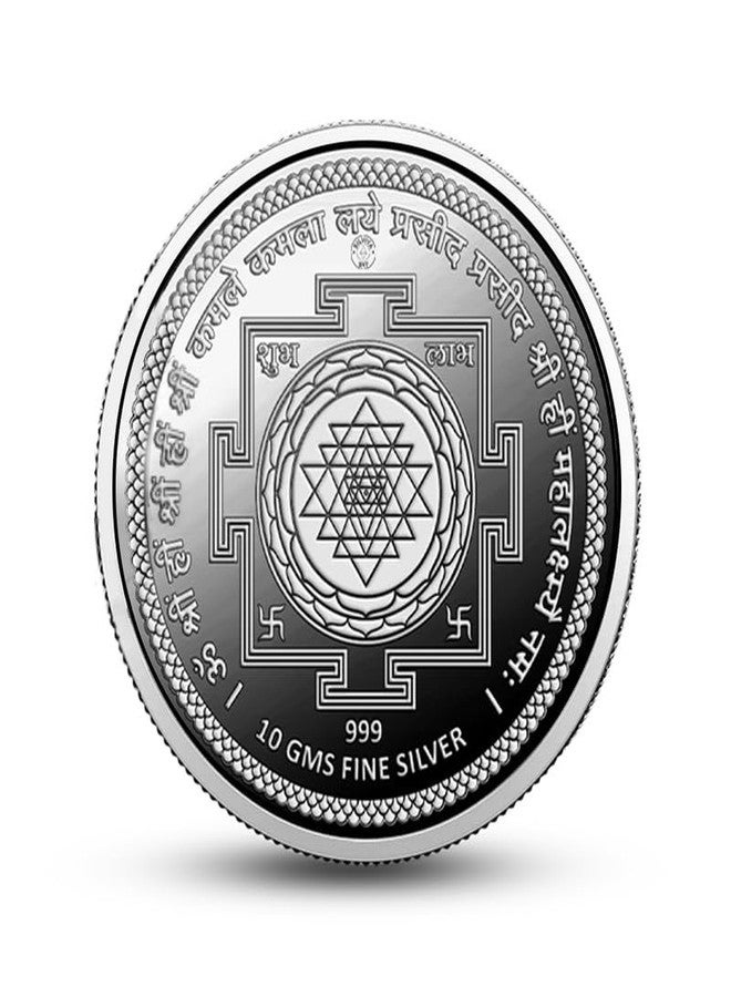 Silviya BIS Hallmarked Lakshmi Kuber 999 Pure Silver Coin | 10 Gm | Dhanteras & Diwali Puja | Home & Office | Round - Image 3