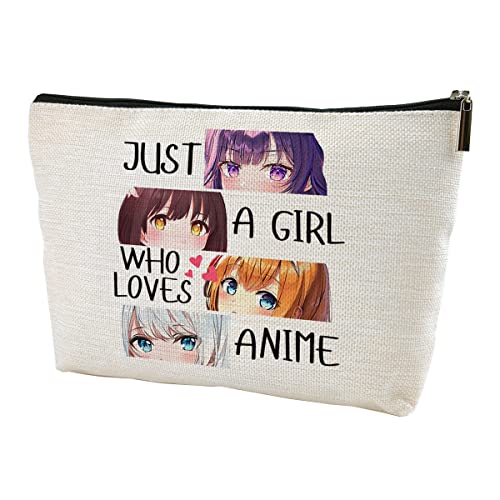 LANBAIHE Anime Fans Makeup Bag Gift - Just A Gir Who Really Loves Anime, Travel Cosmetic Bag For Her - Image 1