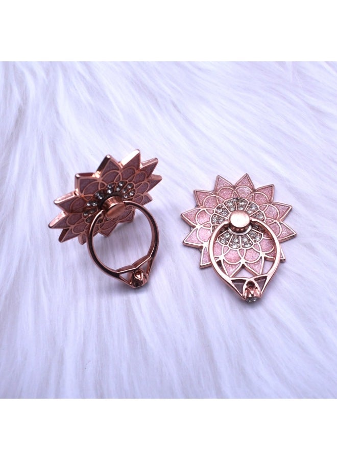 Fashion Sunflower Metal Mobile Phone Holder Finger Ring Movable Golden Zinc Alloy Special-shaped Mobile Phone Metal Finger Ring-Specifications Support Image Upload:gold - Image 4