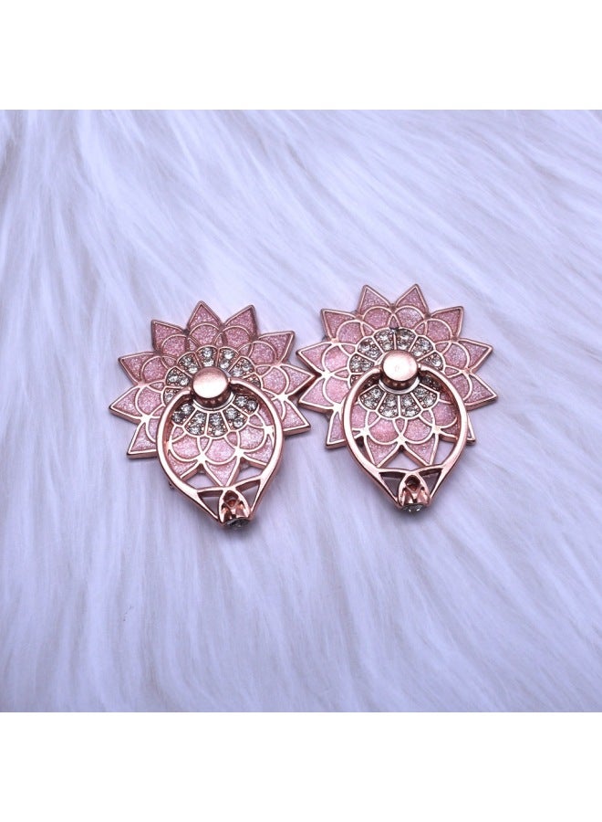 Fashion Sunflower Metal Mobile Phone Holder Finger Ring Movable Golden Zinc Alloy Special-shaped Mobile Phone Metal Finger Ring-Specifications Support Image Upload:gold - Image 3