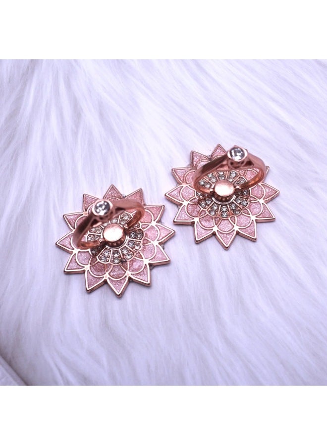 Fashion Sunflower Metal Mobile Phone Holder Finger Ring Movable Golden Zinc Alloy Special-shaped Mobile Phone Metal Finger Ring-Specifications Support Image Upload:gold - Image 5