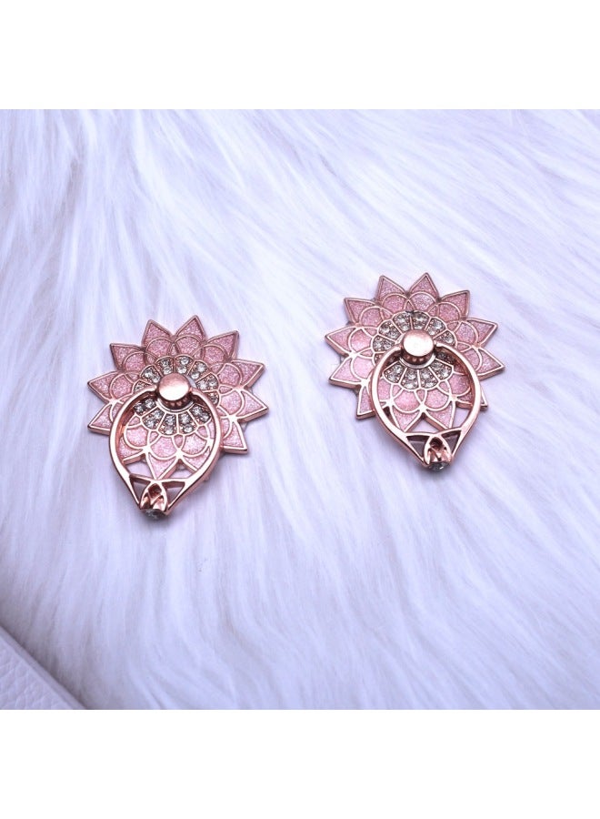 Fashion Sunflower Metal Mobile Phone Holder Finger Ring Movable Golden Zinc Alloy Special-shaped Mobile Phone Metal Finger Ring-Specifications Support Image Upload:gold - Image 2