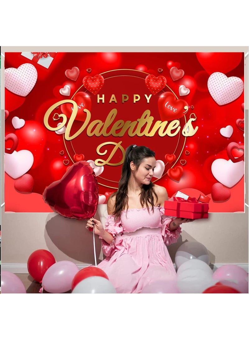 موردلي لافتة عيد حب سعيد، كبيرة الحجم، على شكل قلب أحمر، وردة، ديكور رومانسي لعيد الحب، لوازم زينة حفلات عيد الحب. - Image 2