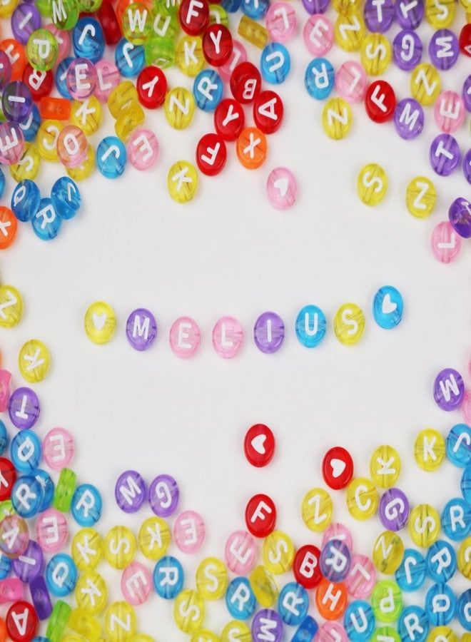 Melius Acrylic Colorful Transparent Letter Beads, 1450 Pcs 4x7mm Colored Clear Round Alphabet and Heart Beads in 28 Grid Box for Jewelry Making, DIY Bracelets, Necklaces, Key Chains, Bracelets - Image 5
