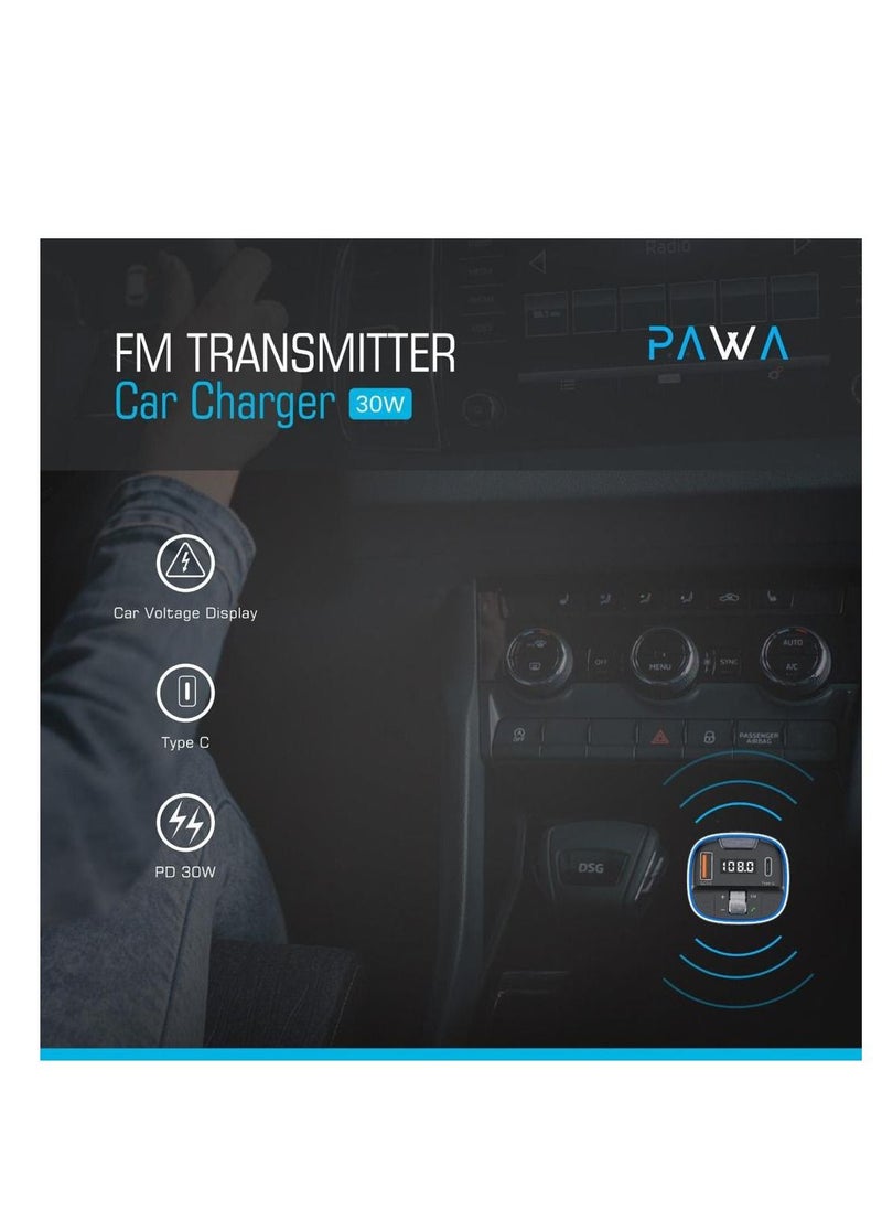 Pawa - FM Transmitter Car Charger 30W - Black - Image 1