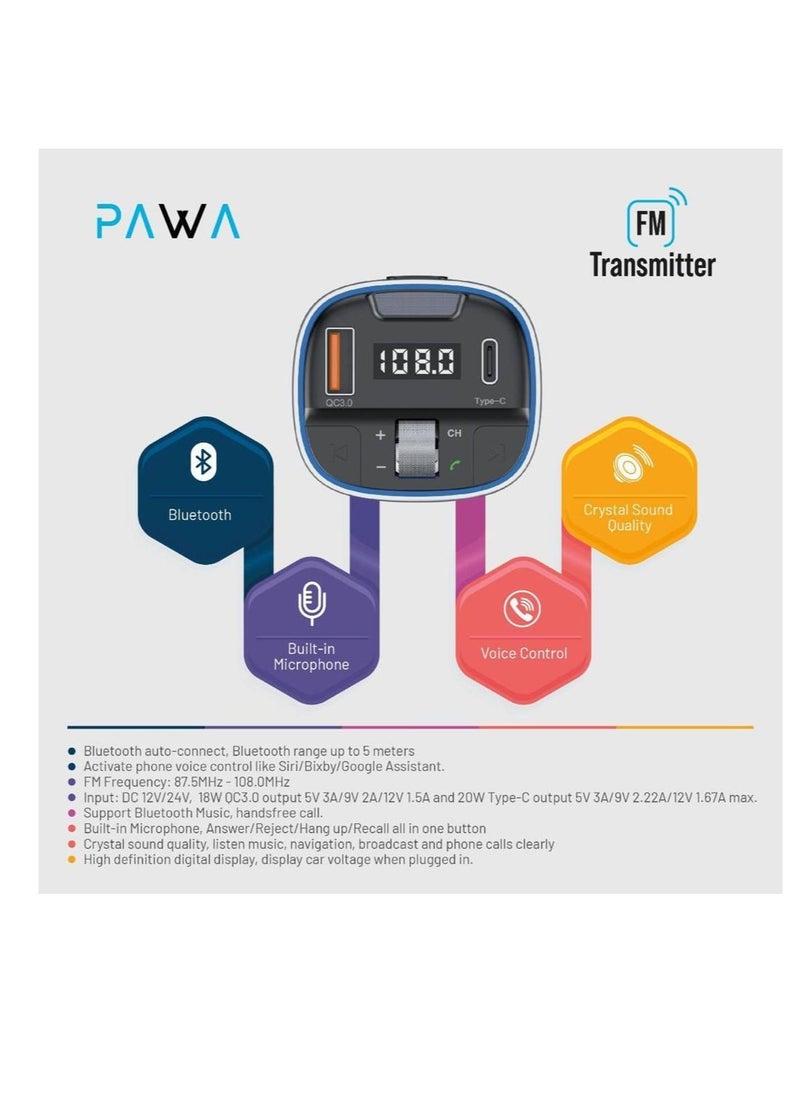 Pawa - FM Transmitter Car Charger 30W - Black - Image 1