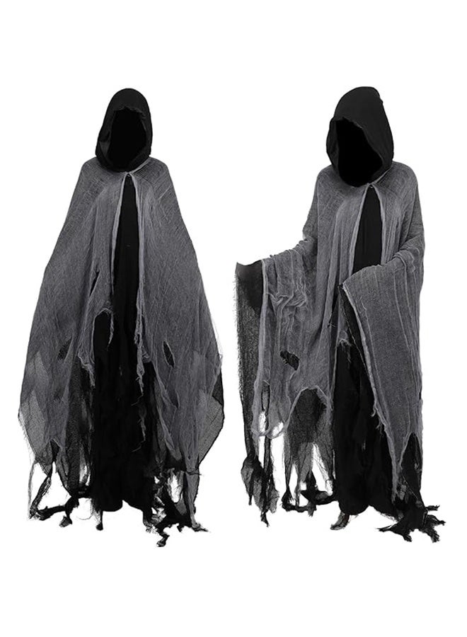 JCB CHIC Halloween Hooded Cloak，Scary Halloween Costumes for Adult Cosplay Props, Horror Robe Costume Masquerade Party，Loose Scary Grim Reaper Role Play Mesh Cape - Image 3