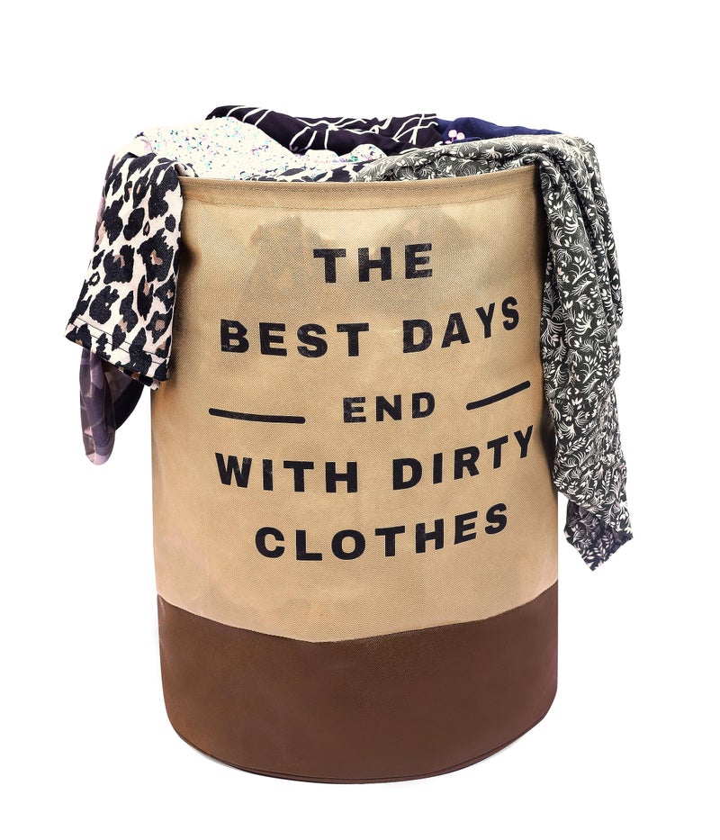 LAXIS® Laundry Bag for Clothes Non Woven 45L Heavy Duty Laundry Basket for Clothes, Dirty Laundry Basket, Washing Storage Basket, Toy Storage Basket for Bedroom - Chiku - Image 4