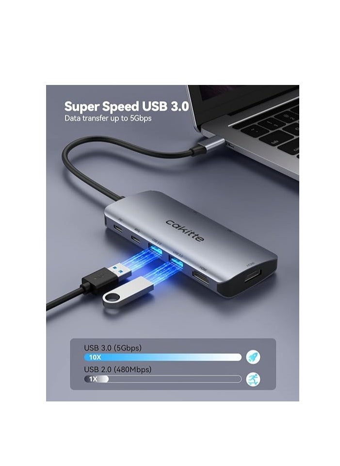 Generic cakitte USB C Docking Station, 8 in 1 USB C to Dual HDMI Adapter with 2 HDMI, 2 USB 3.0, 100W Power Delivery, Type-C 3.1, SD/TF Card Reader, USB C Multiport Adapter for Macbook/Dell/Hp/iPad Pro etc.  - Image 2
