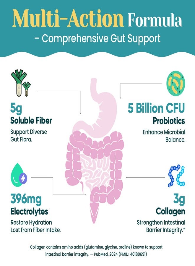 Venture Pal 6-in-1 Daily Fiber Powder Supplement – Premium Acacia Fiber, GLP-1 Friendly, Prebiotic& Probiotics, Collagen Peptides& Electrolytes for Gut & Digestive Support, Sugar Free Fiber Powder for Men & Women - Image 5