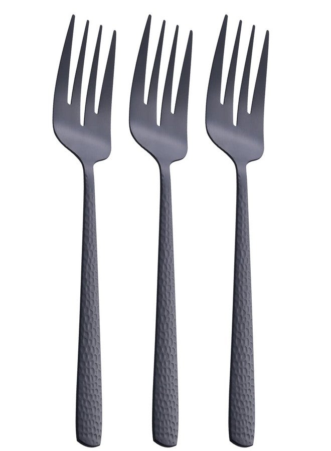 FULLYWARE Matte Black Serving Fork, 9.5-inch Stainless Steel Large Serving Fork, Heavy Duty, Satin Finish, Set of 3 - Image 1